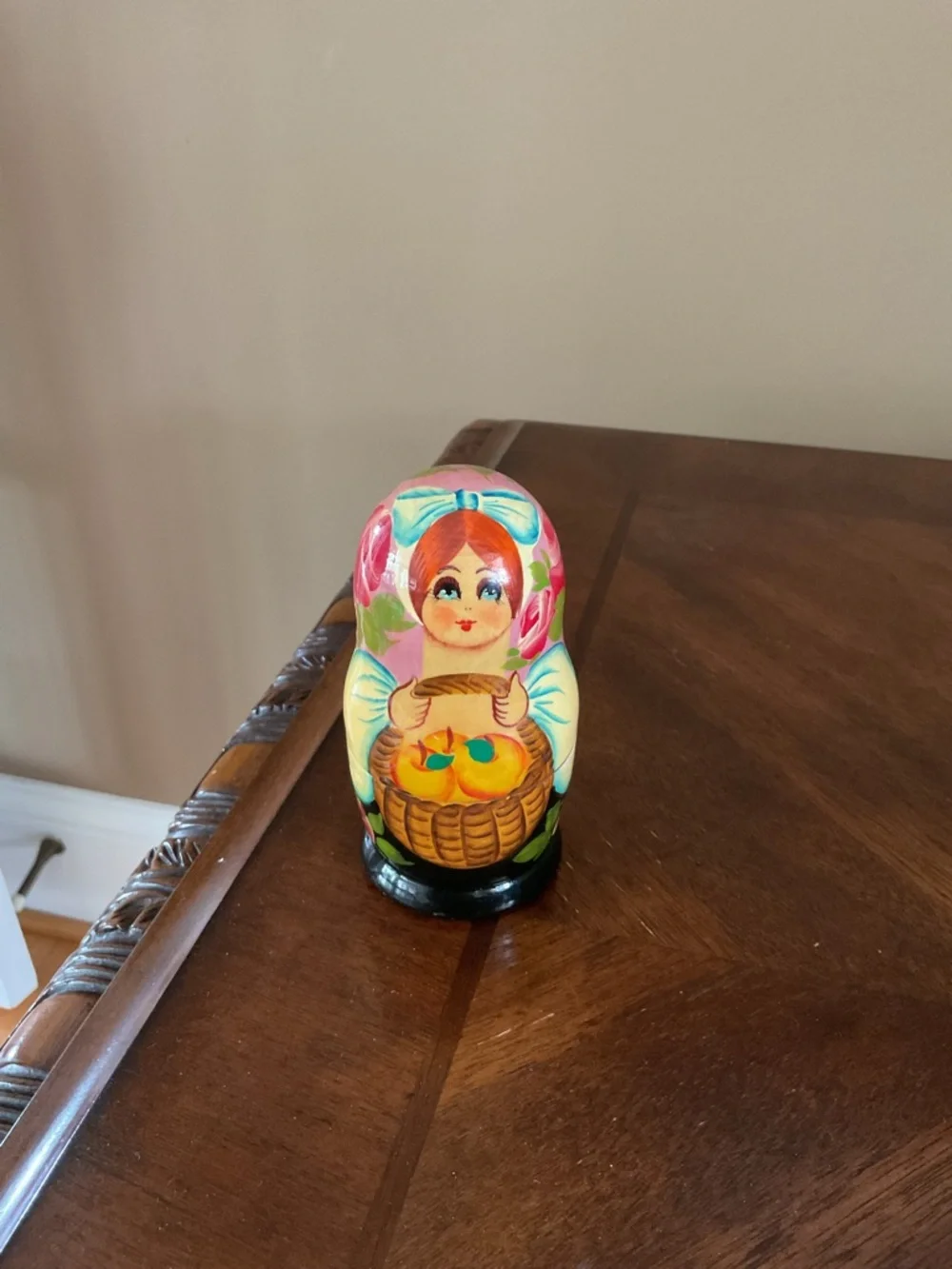Traditional Pink Floral Russian Matryoshka Nesting Dolls Set - Kids Toys